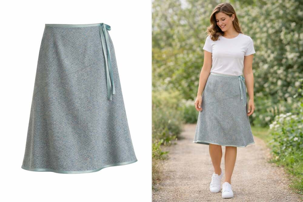 Boden Wool Silk Blend Tweed Skirt Blue Gray Asymmetrical Hem Size 10R Classic